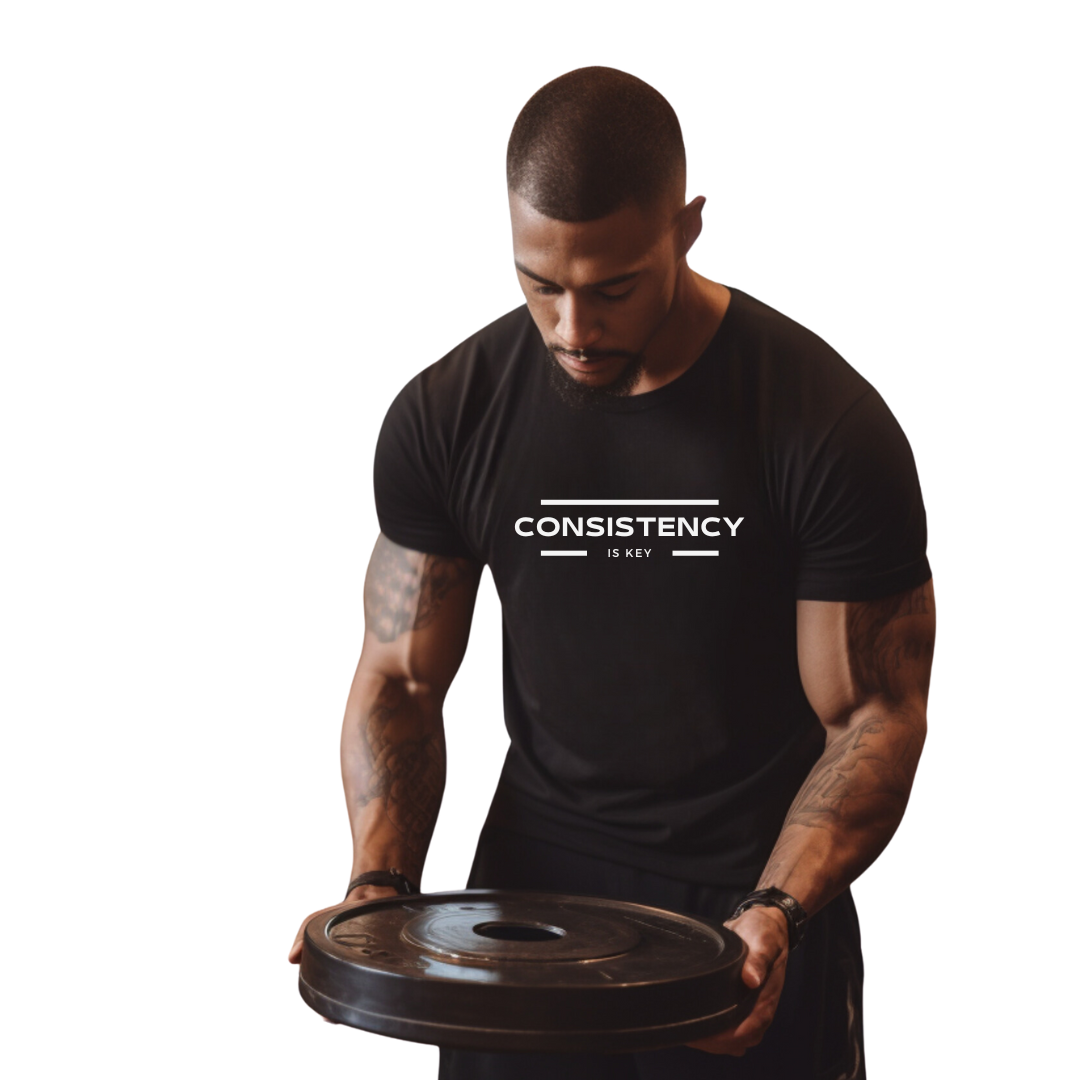 CONSISTENCY IS KEY - BLACK T-SHIRT (PREMIUM) - Motivational Running Club