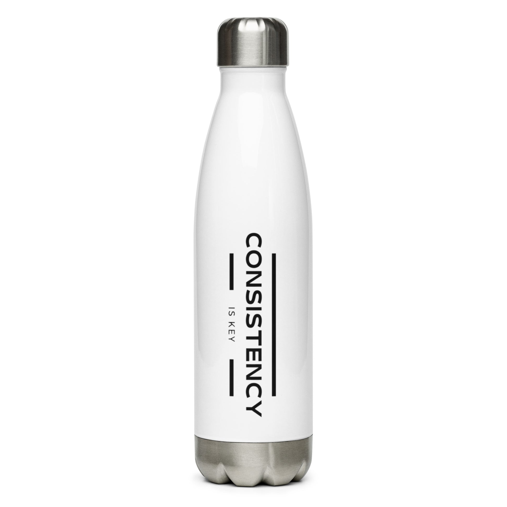 COSISTANCY IS  KEY - STAINLESS STEEL WATER BOTTLE - Motivational Running Club