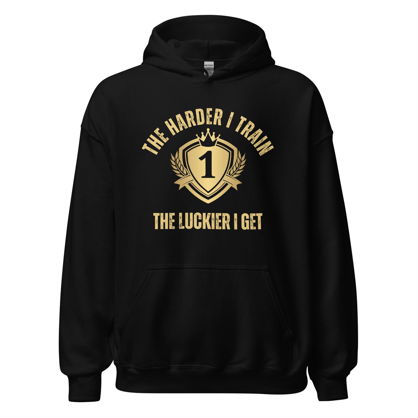 THE HARDER I TRAIN THE LUCKIER I GET - HOODIE - Motivational Running Club