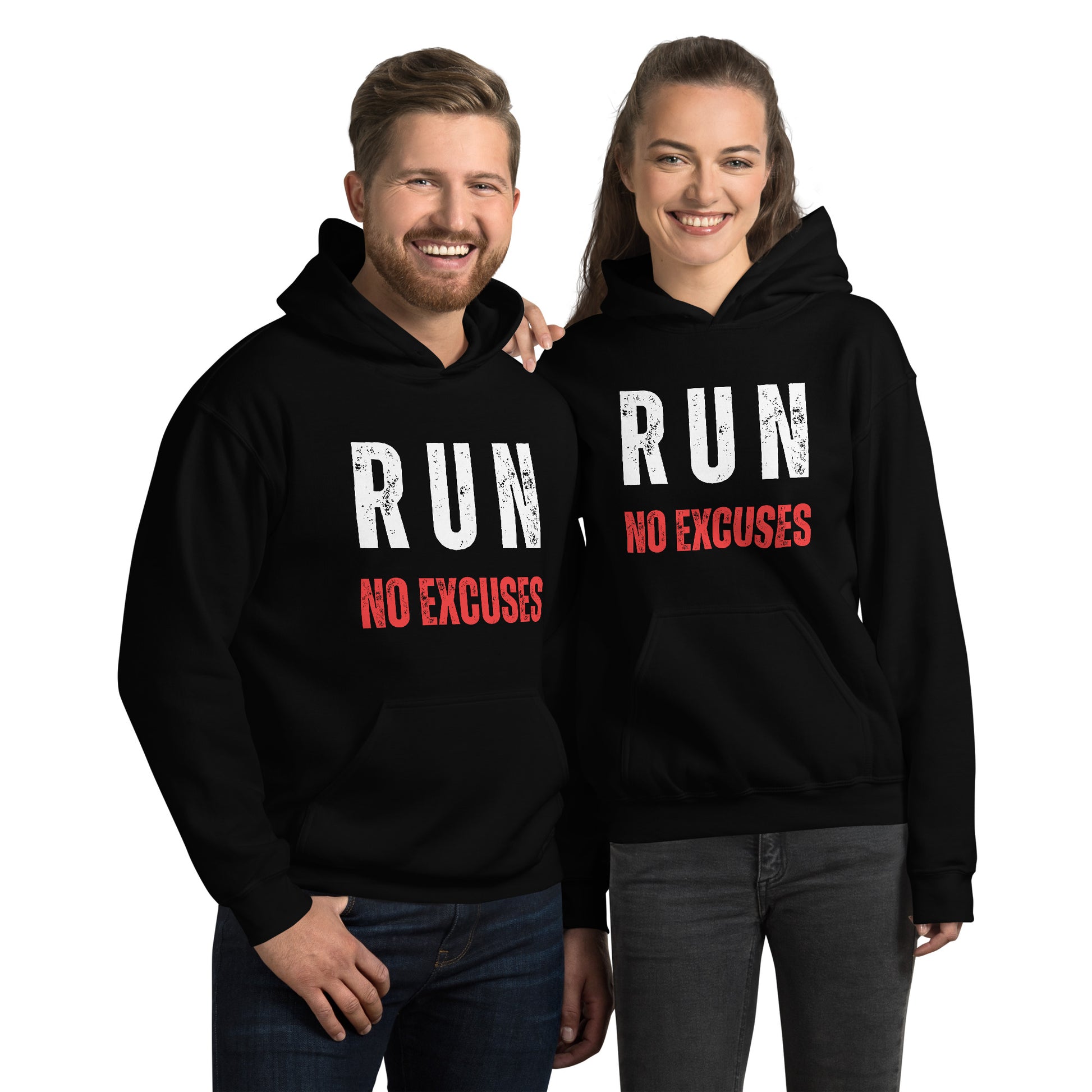 RUN NO EXCUSES HOODIE - Motivational Running Club