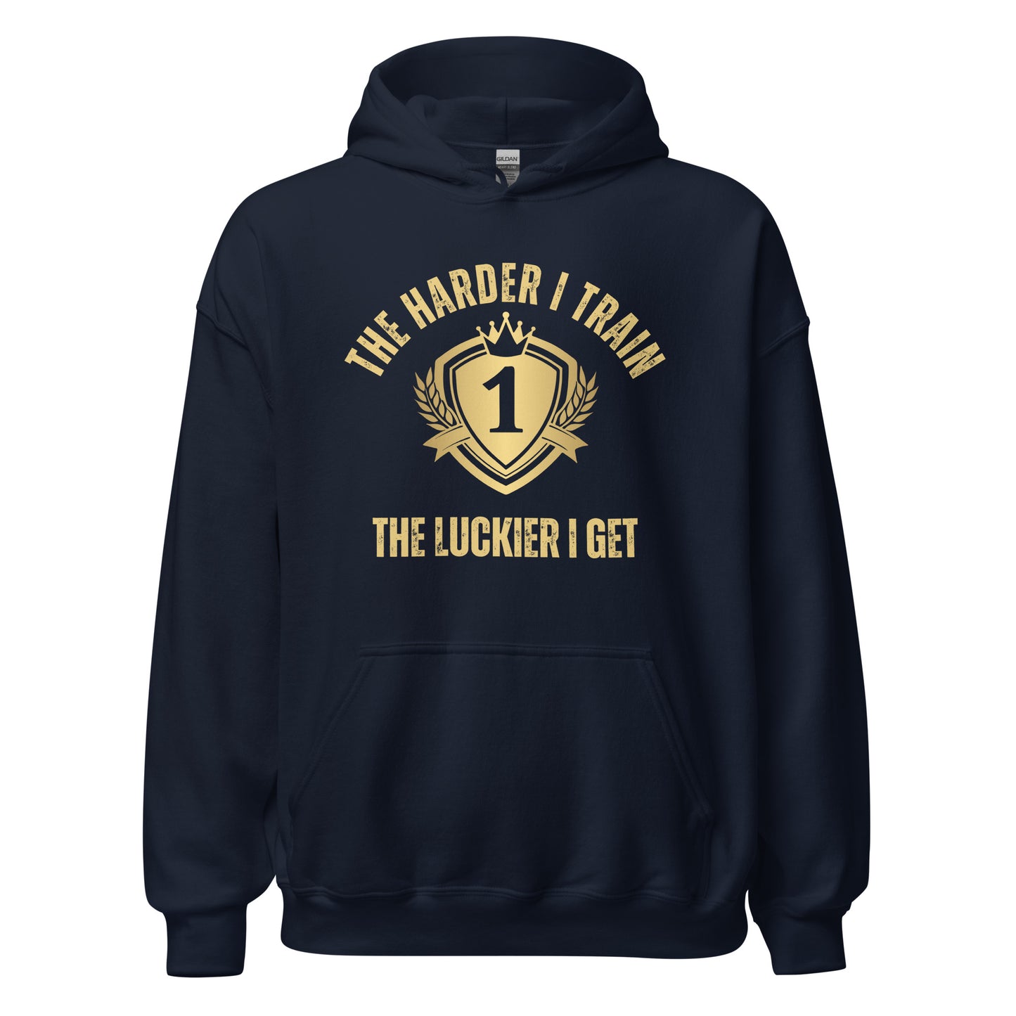 THE HARDER I TRAIN THE LUCKIER I GET - HOODIE - Motivational Running Club